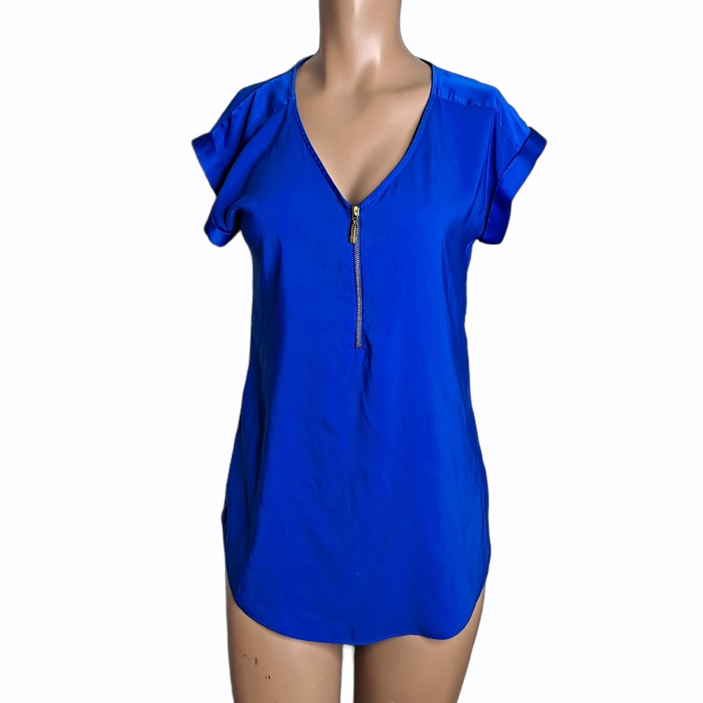 Express shirt royal blue Zipper front size XS